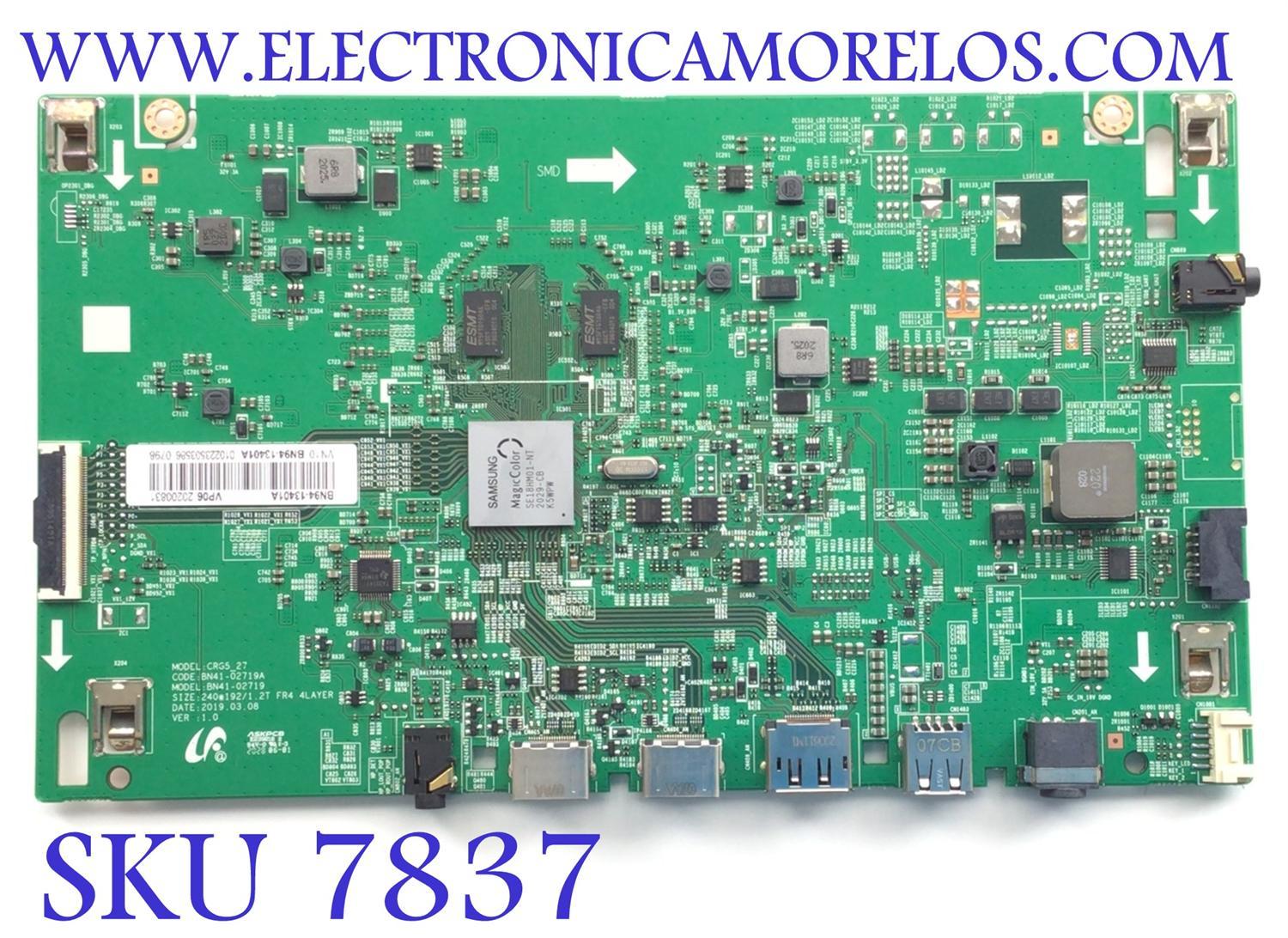 MAIN PARA MONITOR CURVO SAMSUNG / NUMERO DE PARTE BN94-13401A / BN41-02719A / BN9413401A / 13401A / PANEL CY-PR270DGLV1H / DISPLAY BN96-49442A / BN9649442A / MODELO LC27RG50FQNXZA FA01